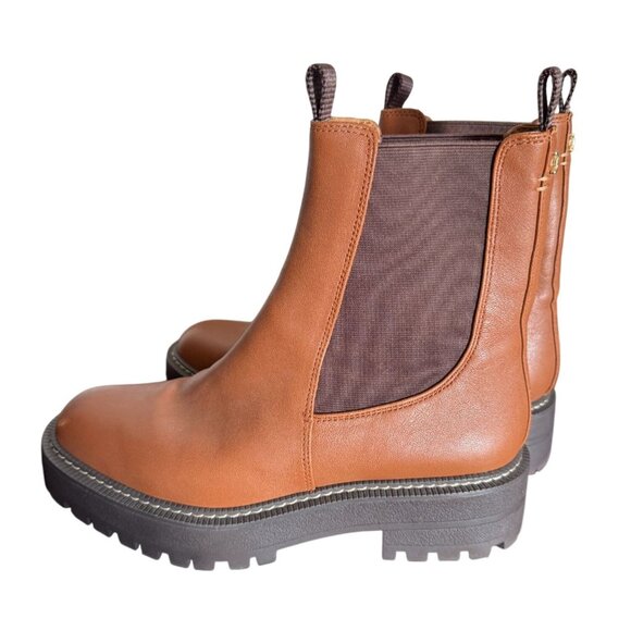 Sam Edelman Laguna Brown Leather Chelsea Boots Women Size 7.5 Medium Lug Sole - Picture 1 of 7